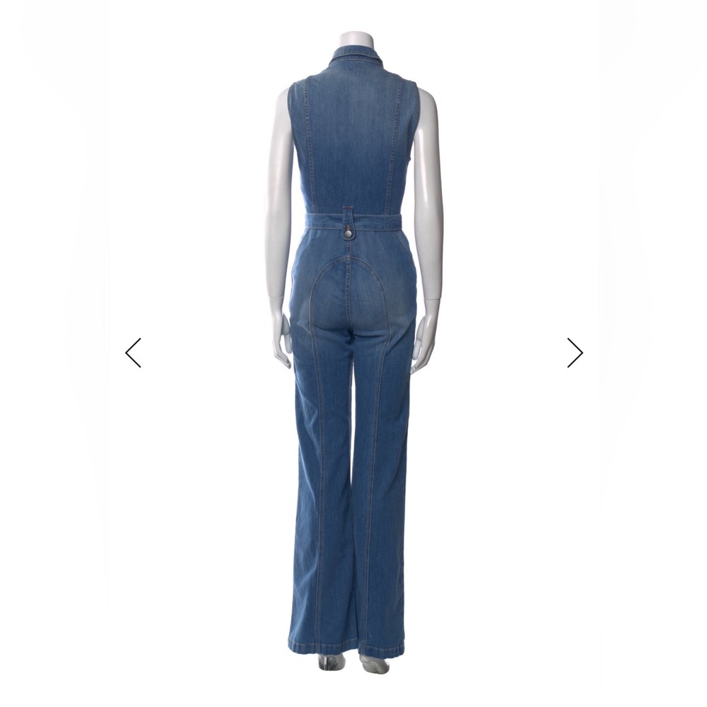 Alice + Olivia Sleeveless Blue Denim Overalls USA 24 - Picture 3 of 3
